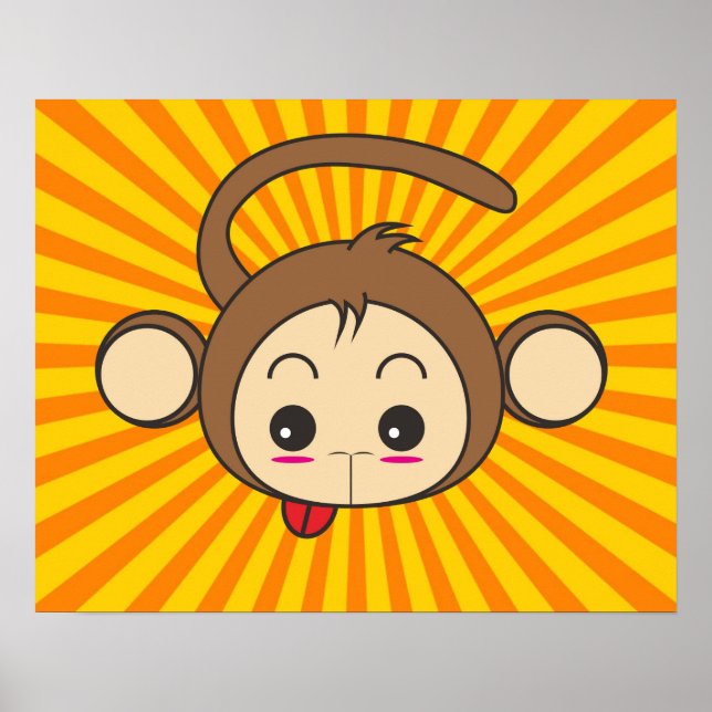 Super Monkey Gesicht auf Sunburst Hintergrund Poster (Vorne)