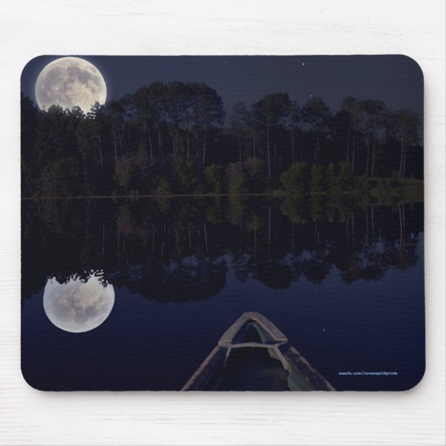 Super Moon über See von Canoe Late at the Night Mousepad (Vorne)