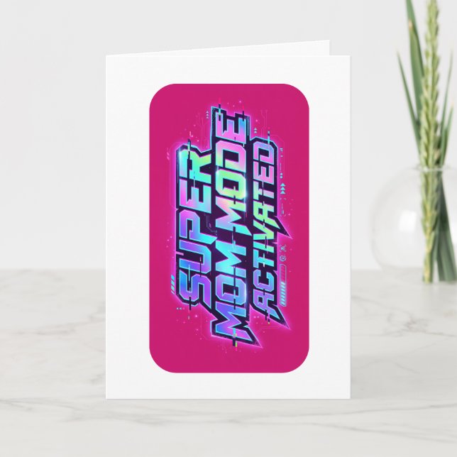 Super-Mutter-Modus aktiviert Retro-Glitch-Text Karte (Vorderseite)