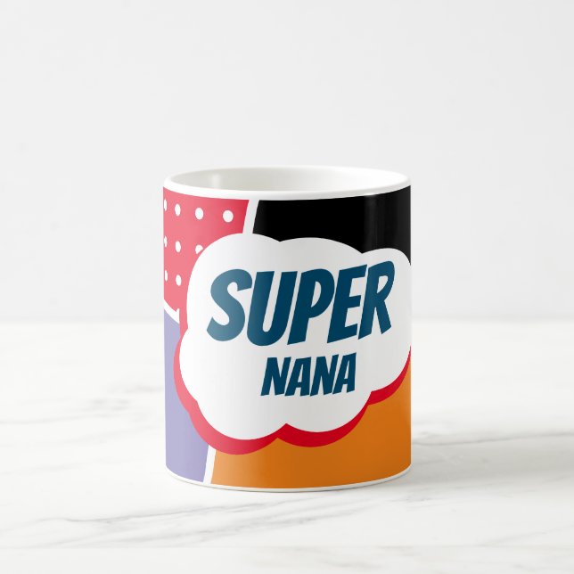 Super Nana Comic Cartoon mit Lila und Orange Kaffeetasse (Mittel)