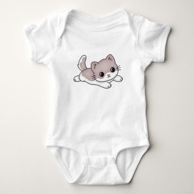 Super Niedlich Baby Kitten Jumping Cartoon Baby Strampler (Vorderseite)