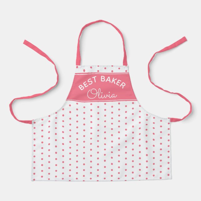 Super Niedlich Best Baker Pink Polka Dot Girly Bak Schürze (Vorderseite)