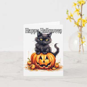 Super Niedlich Black Kitty Cat   Frohe Halloween Karte
