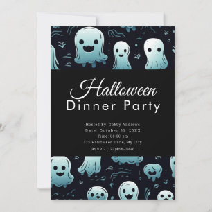 Super Niedlich Blue Ghosts Halloween Dinner Party Einladung