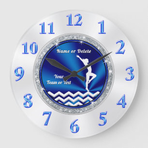 Super Niedlich Blue und White Gymnastics Clock Große Wanduhr