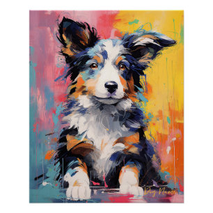 Super Niedlich Border Collie Dog Puppy 003 - Xeno  Poster