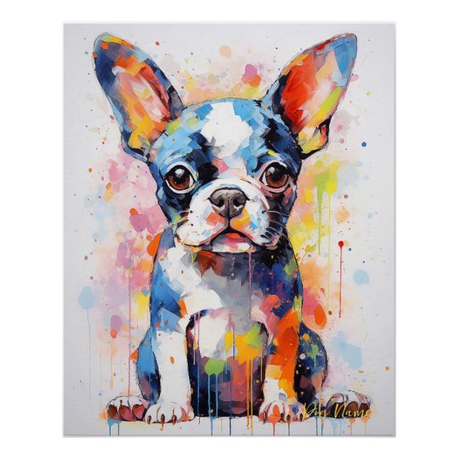 Super Niedlich Boston Terrier Dog Puppy 001 - Xeno Poster (Vorderseite)