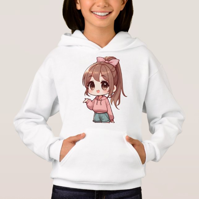 Super Niedlich Cartoon Girl Hoodie (Vorderseite)