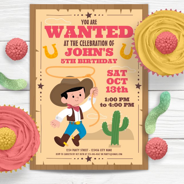 Super Niedlich Cowboy Birthday Party Einladung (Super Cute Cowboy Birthday Party Invitation)