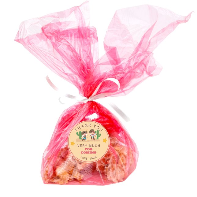 Super Niedlich Cowboy Cowgirl Geburtstag Danke Runder Aufkleber (Super Cute Cowboy Cowgirl Birthday Thank You Classic Round Sticker)