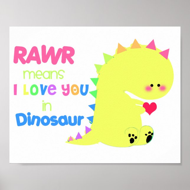 SUPER NIEDLICH Dinosaurier Poster RAWR klein (Vorne)