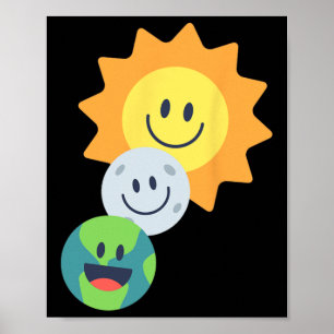 Super Niedlich Earth Moon Sun Solar Eclipse 2024 F Poster