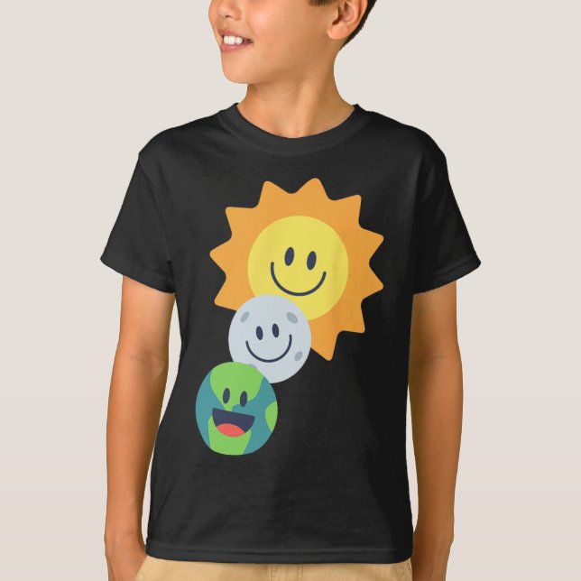 Super Niedlich Earth Moon Sun Solar Eclipse 2024 F T-Shirt (Vorderseite)