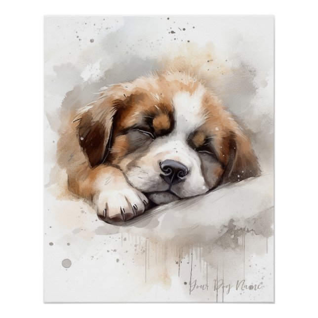 Super niedlich Engel schlafend Welpe Saint Bernard Poster (Vorderseite)
