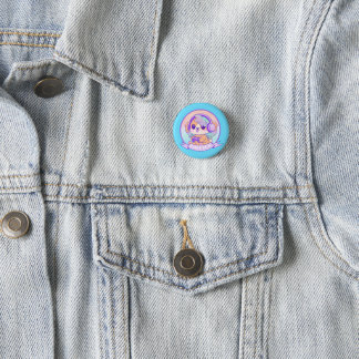 Super Niedlich Gamer Girl Kawaii Chibi Dog Baby Bl Button