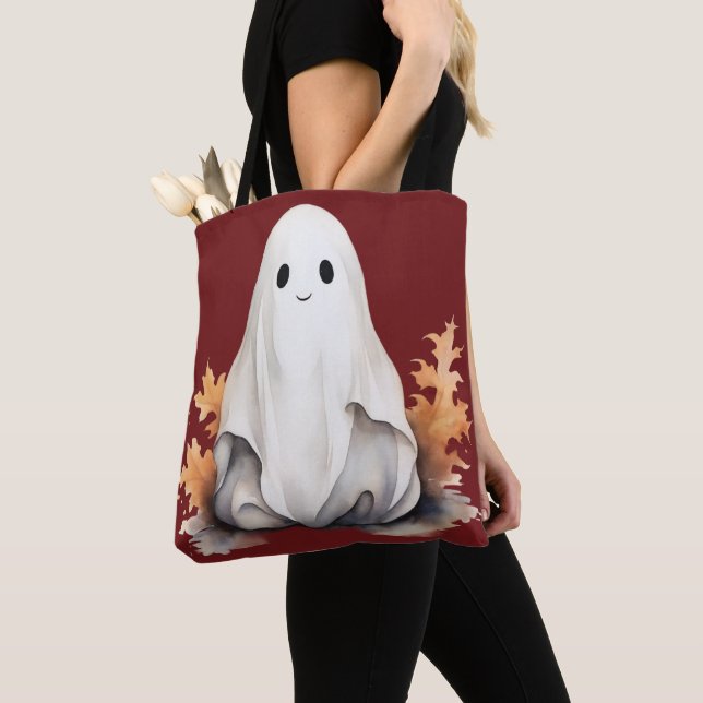 Super Niedlich Ghost Blätter Herbst Rotes Hallowee (Von Nahem)