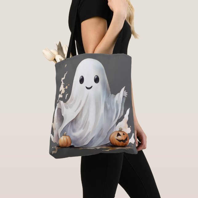 Super Niedlich Ghost Pumpkins Grau Halloween (Von Nahem)