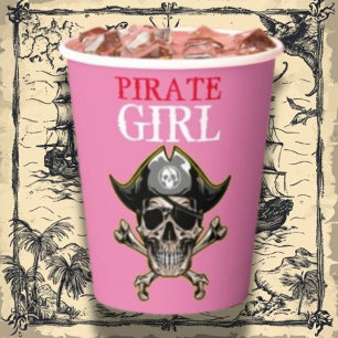 Super Niedlich Girl Pirate Pink Pappbecher