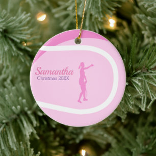 Super Niedlich Girly Pink Tennis Themed Holiday Ge Keramik Ornament