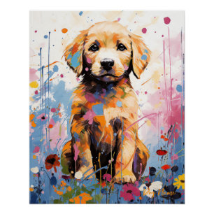 Super Niedlich Golden Retriever Dog Puppy 003 - Xe Poster