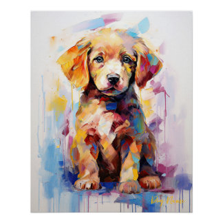 Super Niedlich Golden Retriever Dog Puppy 004 - Xe Poster