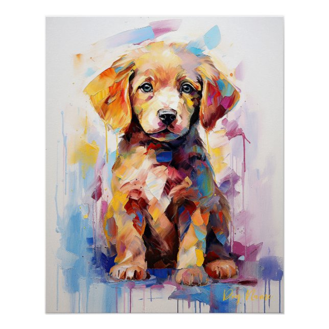 Super Niedlich Golden Retriever Dog Puppy 004 - Xe Poster (Vorderseite)