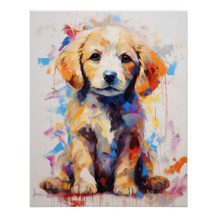 Super Niedlich Golden Retriever Dog Puppy 005 - Xe Poster
