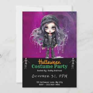 Super Niedlich Gothic Girl Black Halloween Einladung