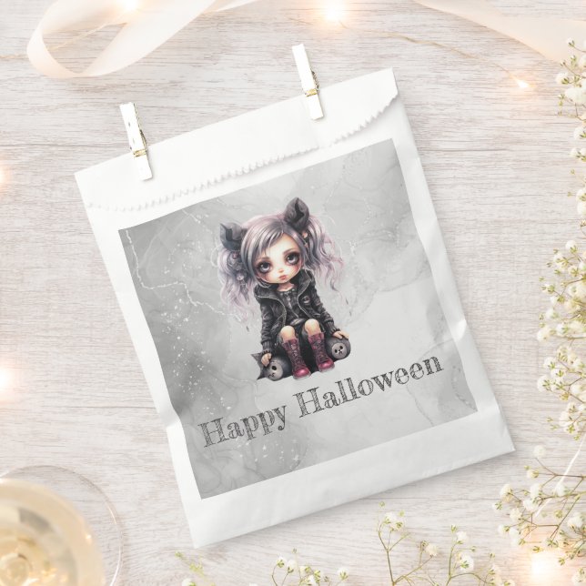 Super Niedlich Gothic Girl Happy Halloween Geschenktütchen (Ausgeschnitten)