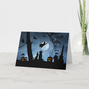 Super Niedlich Happy Halloween Cat and Dog Card Karte