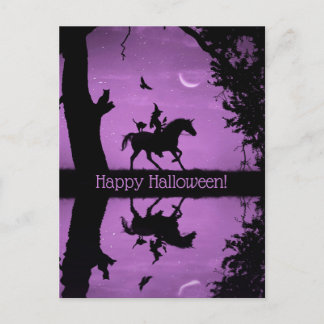 Super Niedlich Happy Halloween Hexe und Unicorn Po Postkarte