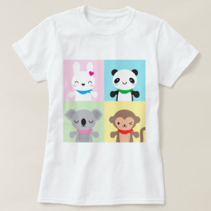 Super Niedlich Kawaii Animal Mascots T-Shirt