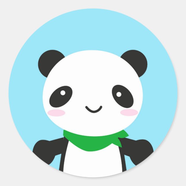 Super Niedlich Kawaii Panda Runder Aufkleber (Vorderseite)