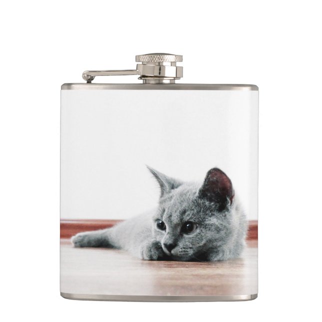 SUPER NIEDLICH Kitty Portrait Flachmann (Vorderseite)
