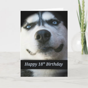 Super Niedlich Lächeln Husky Happy 18. Geburtstags Karte
