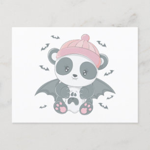 Super Niedlich Panda Vampire and Bats Halloween Feiertagspostkarte