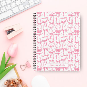 Super Niedlich Pink Coquette Bow Personalisierter Notizbuch