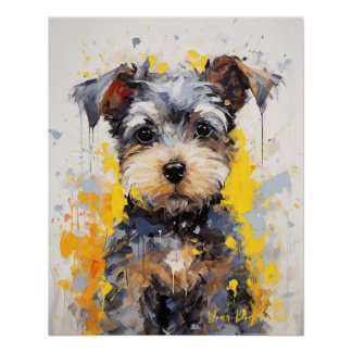 Super Niedlich Schnauzer Dog Puppy 001 - Xeno Luci Poster