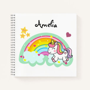 Super Niedlich Unicorn und Rainbow Personalisiert Notizbuch