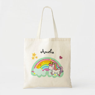 Super Niedlich Unicorn und Rainbow Personalisiert Tragetasche