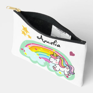 Super Niedlich Unicorn und Rainbow Personalisiert Zubehörtasche