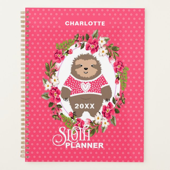 Super Niedlich Whimsy Sloth Personalisiert Planer (Vorderseite)