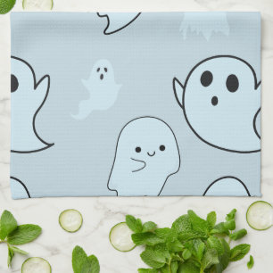 Super Niedlich White Ghosts Green Halloween Geschirrtuch