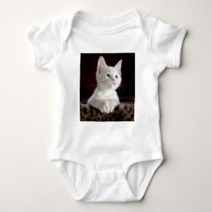 Super Niedlich White Kitten Baby Strampler
