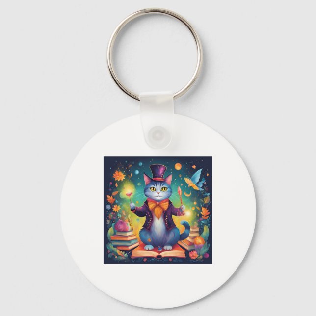 Super Niedlich Wizard Cat Sticker Schlüsselanhänger (Vorderseite)