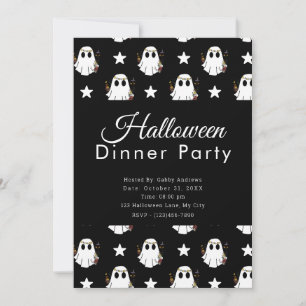 Super Niedliche Gespenster & Stars Halloween Dinne Einladung