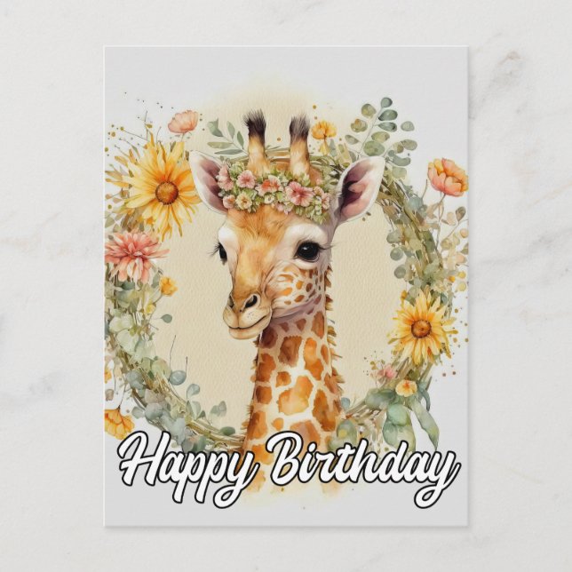Super Niedliche Giraffe | Happy Birthday Postkarte (Vorderseite)