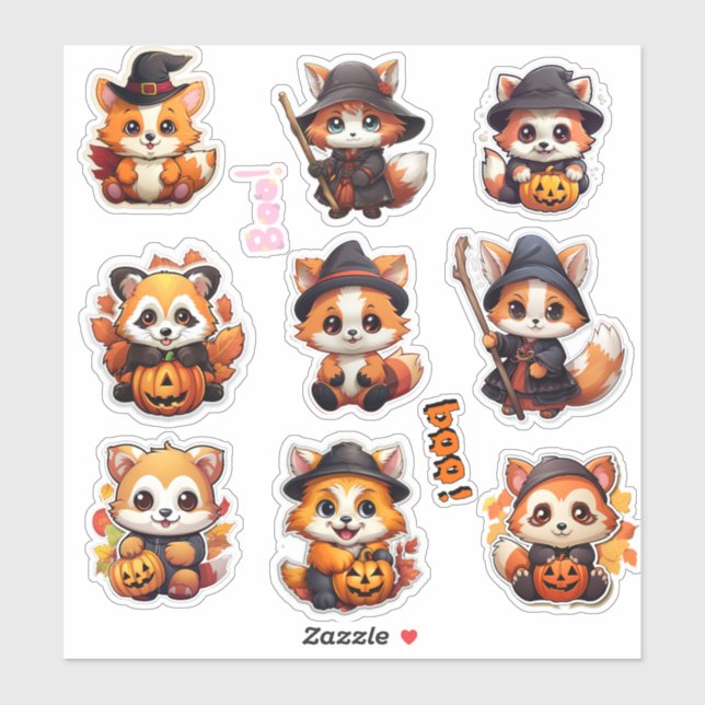 Super niedliche Halloween Red Panda Stickers Aufkleber (Blatt)