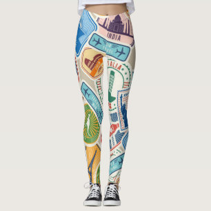 Super Niedliche und farbenfrohe Passport-Briefmark Leggings