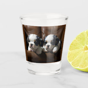 Super Niedliche Welpen auf dem Sofa 1 Schnapsglas